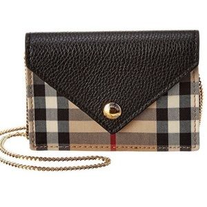 Burberry Vintage and Leather Check Card Case wallet purse on Chain